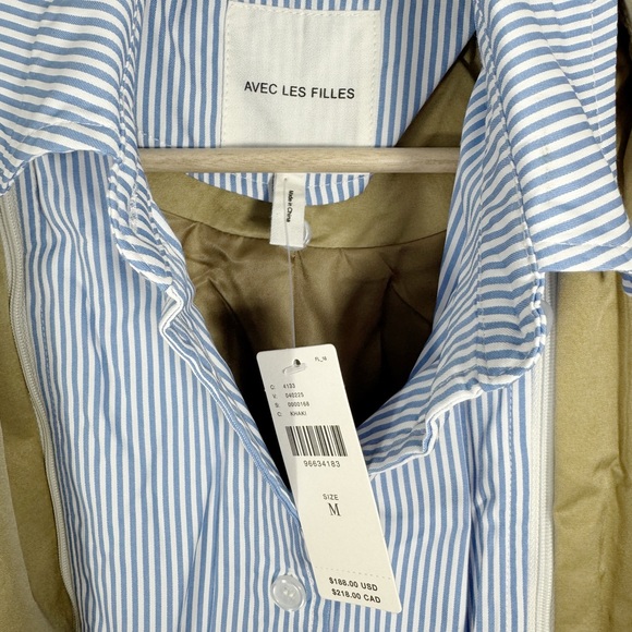 Anthropologie Avec Les Filles Poplin Shirting Belted Trench Coat Medium - Picture 13 of 16